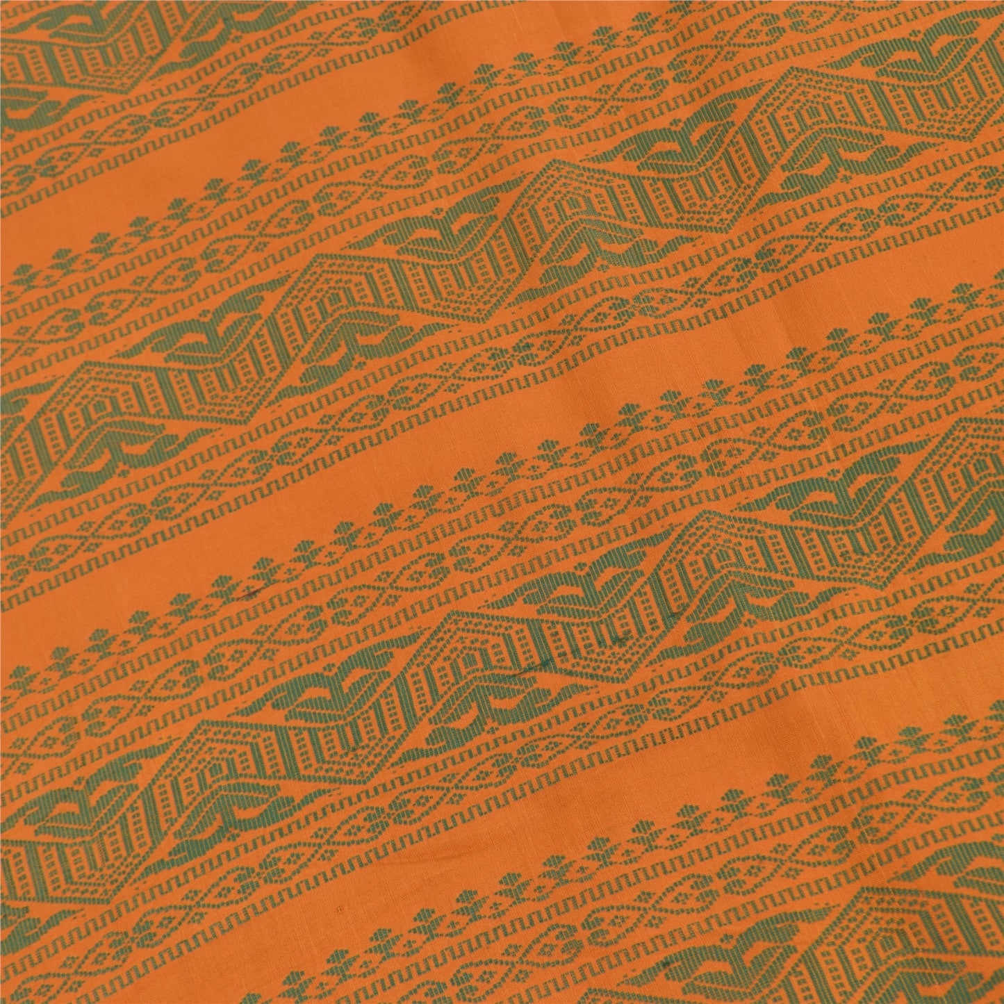 Sanskriti Vintage Sarees Green Peacock Woven Pure Cotton Sari 5+yd Craft Sustainable Fabric