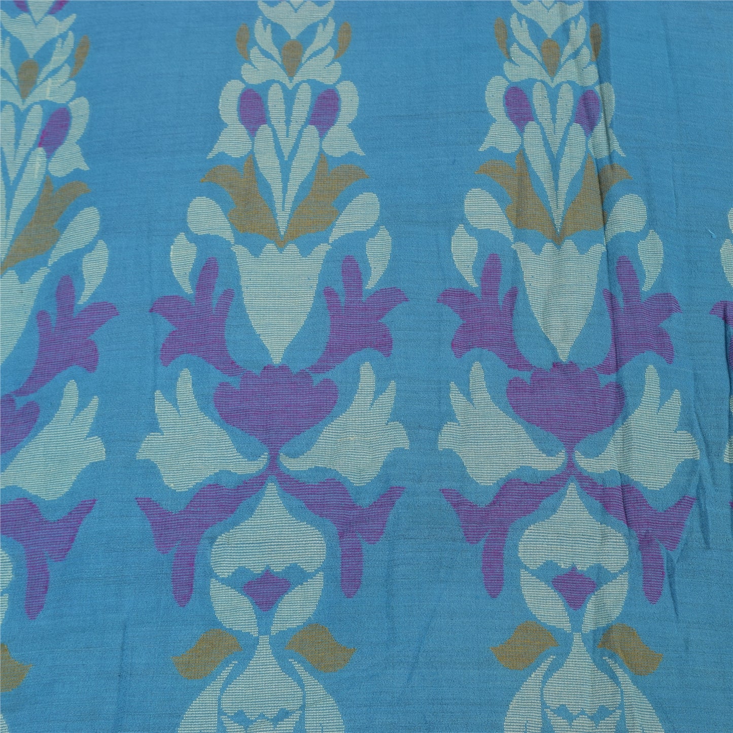 Sanskriti Vintage Sarees Purple/Blue Blend Cotton Woven Sari 6+yd Craft Sustainable Fabric