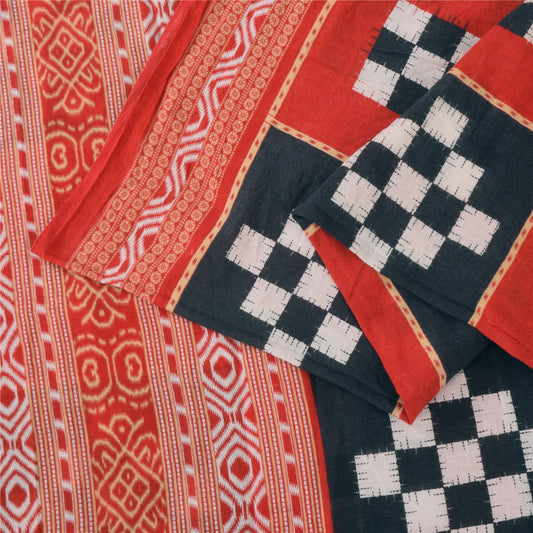 Sanskriti Vintage Sarees Patan Patola Printed Pure Cotton Sari 5+yd Craft Sustainable Fabric