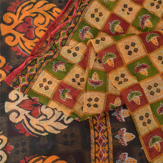 Sanskriti Vintage Sarees Multicolor Pure Cotton Printed Sari 5+yd Craft Sustainable Fabric