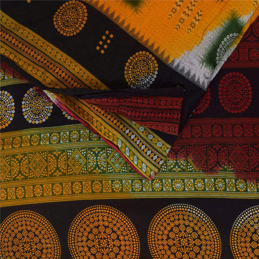 Sanskriti Vintage Sarees Indian Multi Pure Cotton Print Sari 5+yd Craft Sustainable Fabric