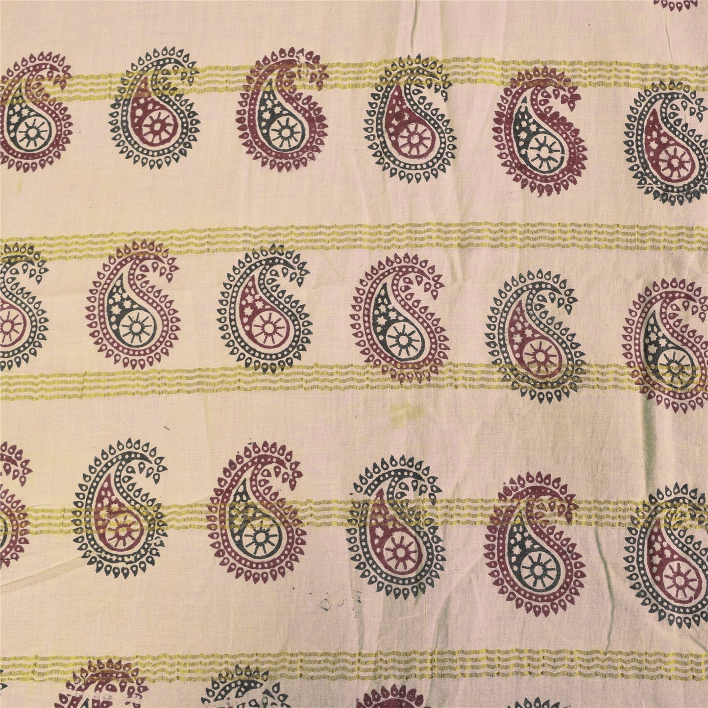 Sanskriti Vintage Sarees Blue Pure Cotton Hand Block Printed Sari 5+yd Sustainable Fabric