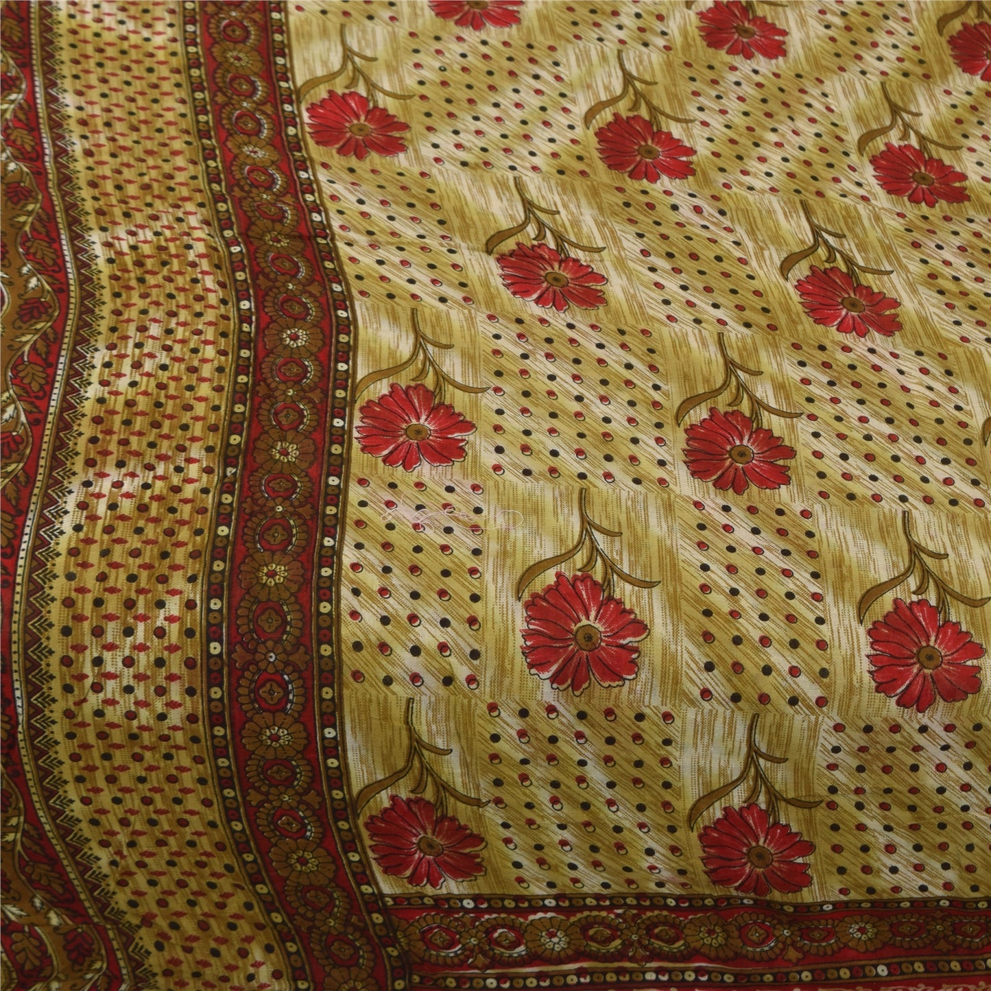 Sanskriti Vintage Sarees Indisk Grøn Ren Bomuld Trykt Sari 5+ yard Håndværk Bæredygtigt Stoff