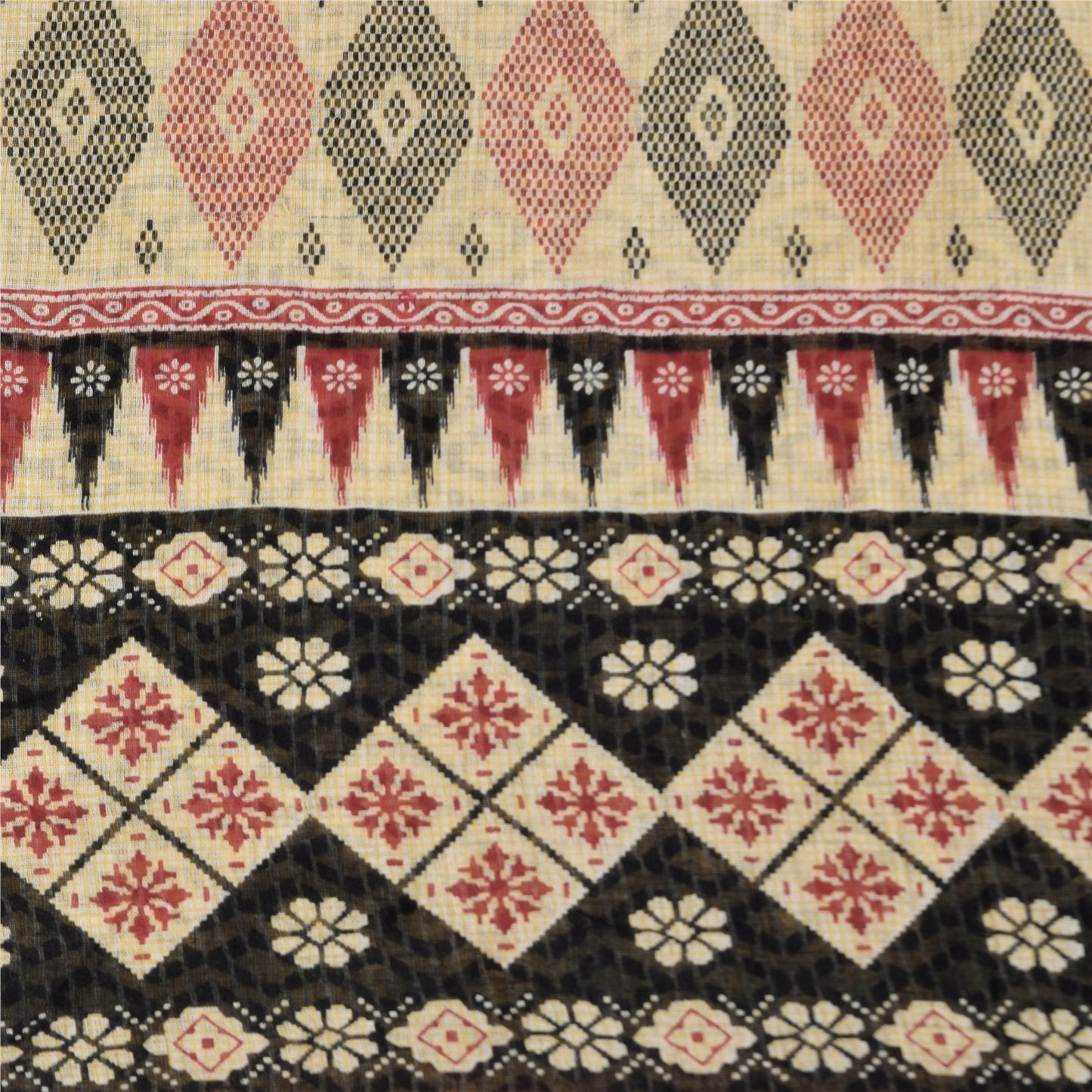 Санскритские винтажные сари индийское кремовое чистое хлопковое сари с принтом 5+ ярдов ткань для рукоделия из экологически чистой ткани