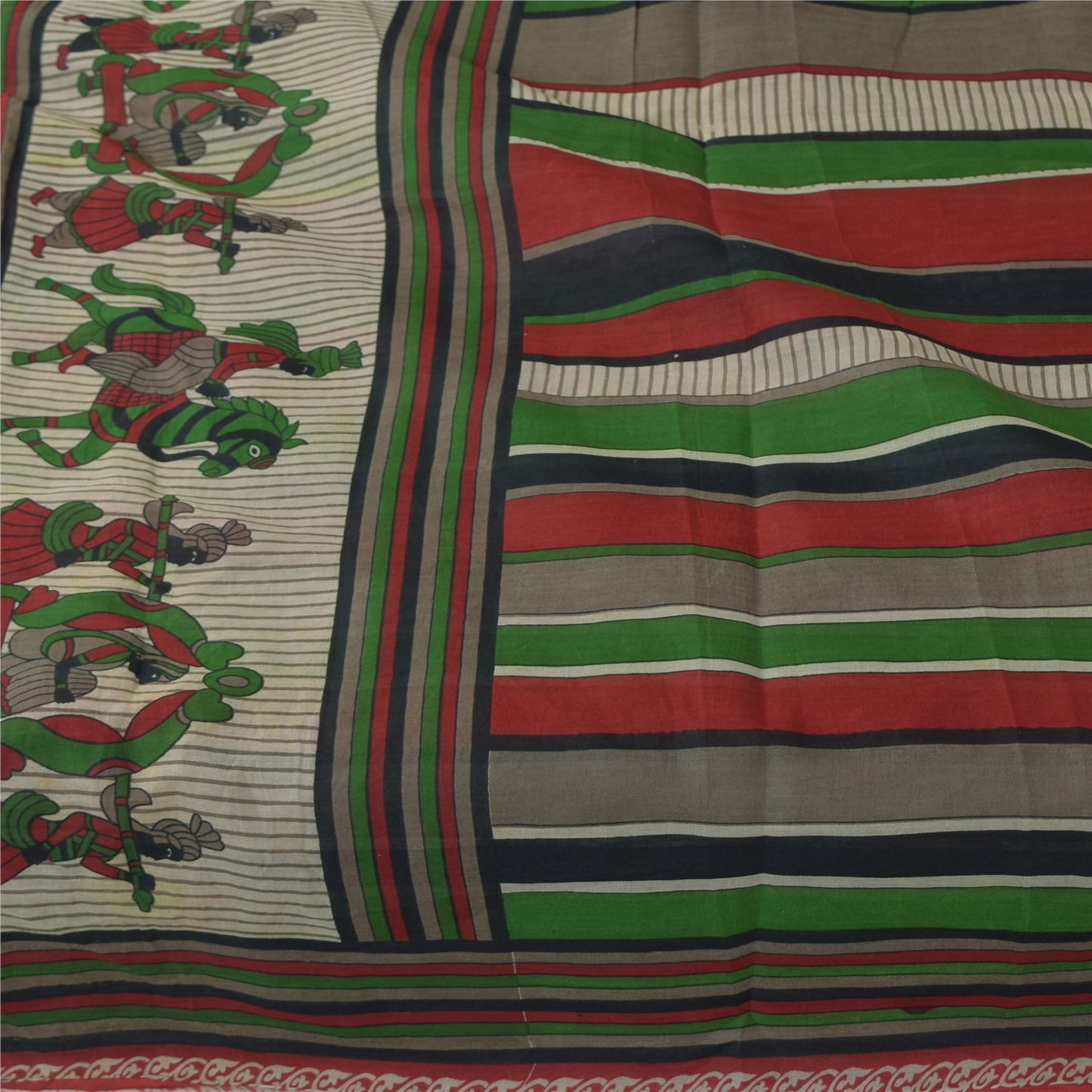 Санскритские винтажные сари из чистого хлопка Palan Queen Printed Sari 5+ ярдов Craft Sustainable Fabric