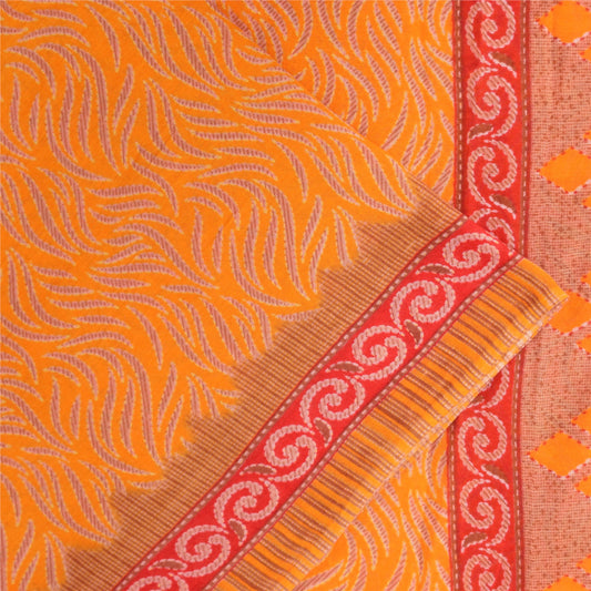 Санскритские винтажные сари индийское желтое чистое хлопковое сари с принтом 5+ ярдов ткань для рукоделия из экологически чистой ткани