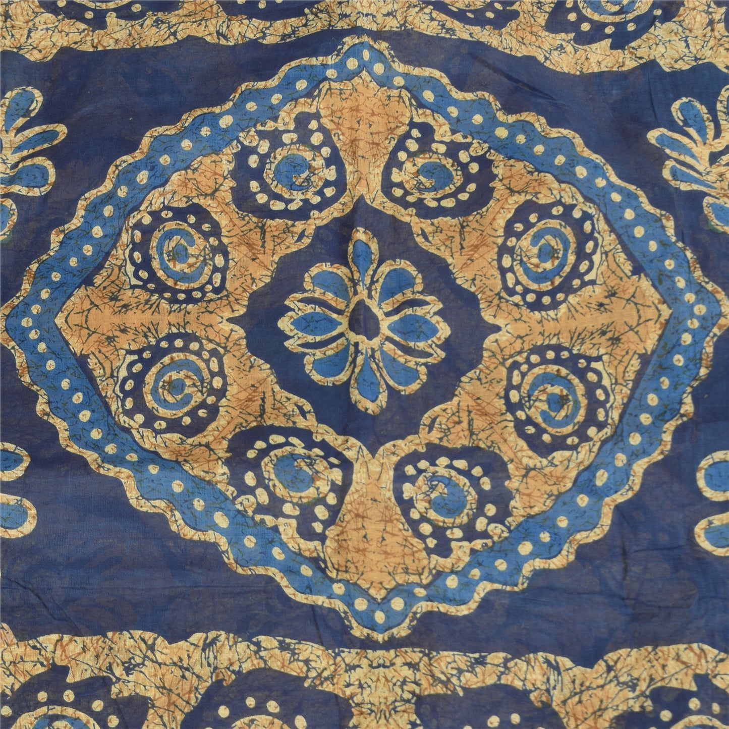 Sanskriti Vintage Sarees Peach Pure Cotton Batik Printed Sari 5+yd Craft Sustainable Fabric