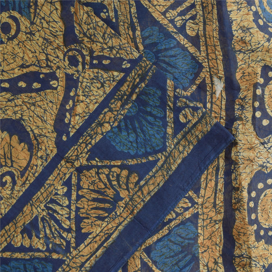 Sanskriti Vintage Sarees Peach Pure Cotton Batik Printed Sari 5+yd Craft Sustainable Fabric