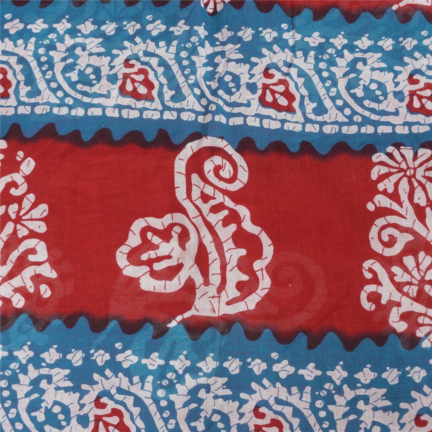 Санскритские винтажные сари индийское красное чистое хлопковое батиковое сари с принтом 5+ ярдов устойчивая ткань