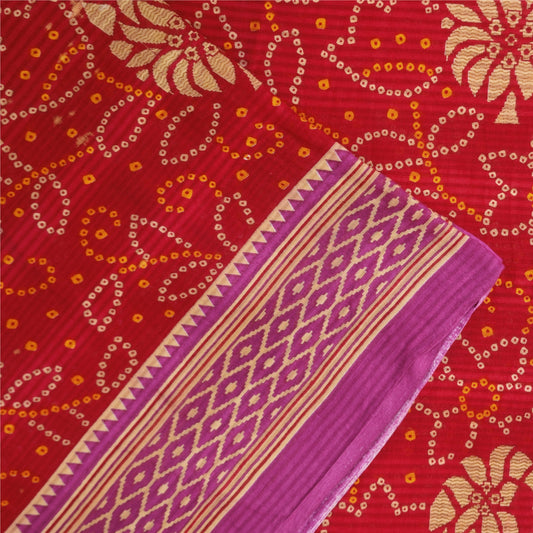 Санскритские винтажные сари индийское красное чистое хлопковое сари с принтом 5+ ярдов ремесленная устойчивая ткань