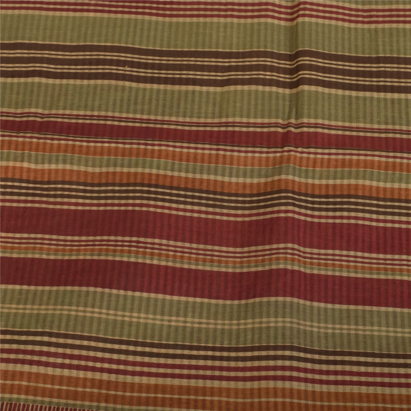 Sanskriti Vintage Sarees Beige 100% Pure Cotton Printed Sari 5+yd Craft Sustainable Fabric