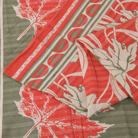 Санскритские винтажные сари индийское красное чистое хлопковое сари с принтом 5+ ярдов ремесленная устойчивая ткань
