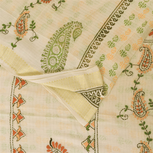 Sanskriti Vintage Sarees Hand Embroidered & Hand Block Pure Cotton Sari Sustainable Fabric