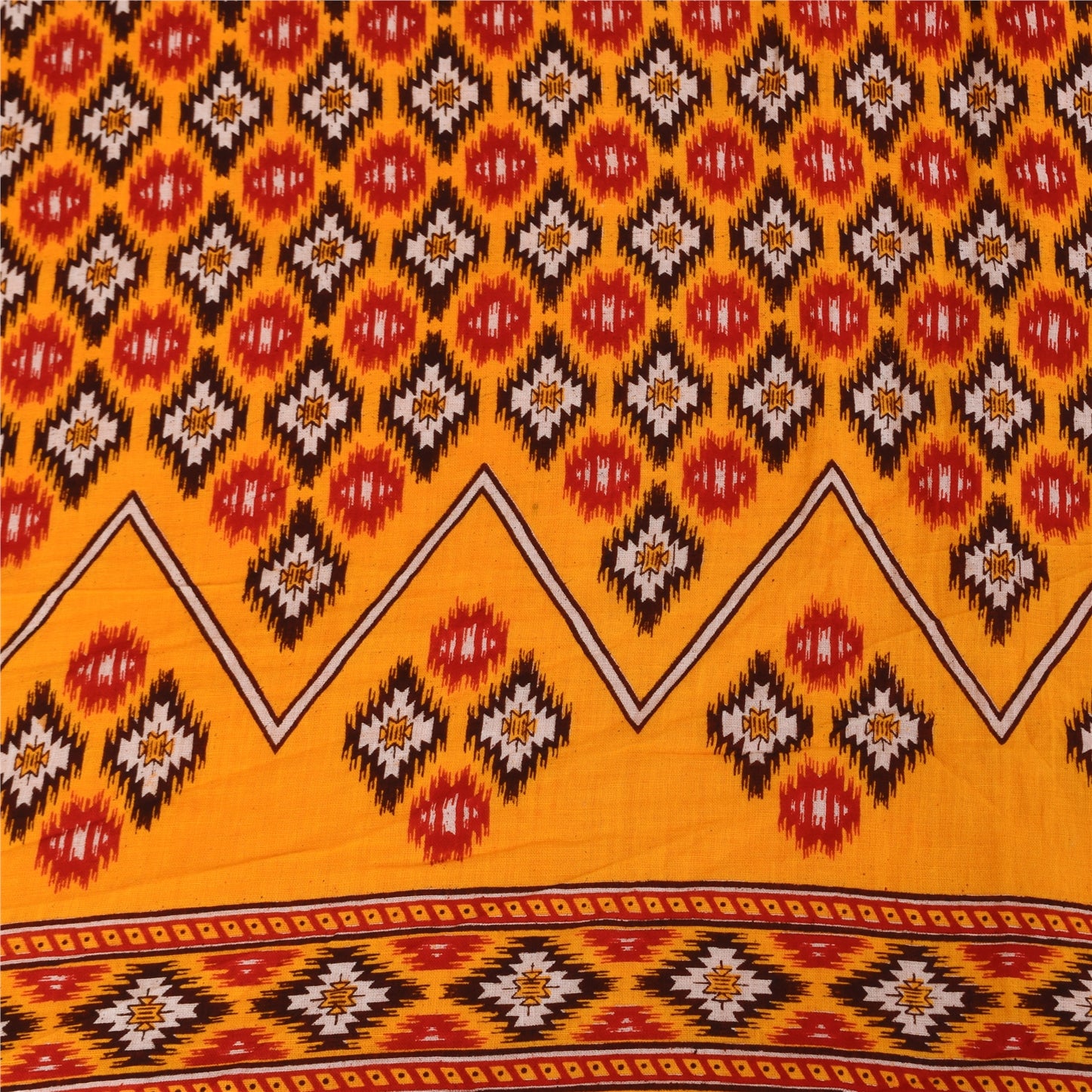 Sanskriti Vintage Sarees Indian Red Pure Cotton Printed Sari 5+yd Craft Sustainable Fabric