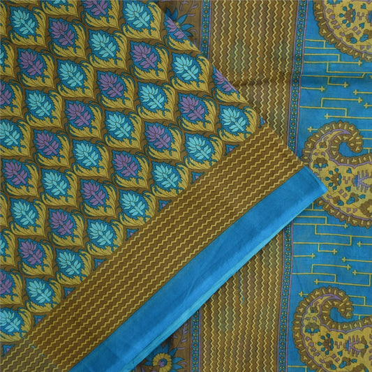 Sanskriti Vintage Sarees Multicolor Pure Cotton Printed Sari 5+yd Craft Sustainable Fabric