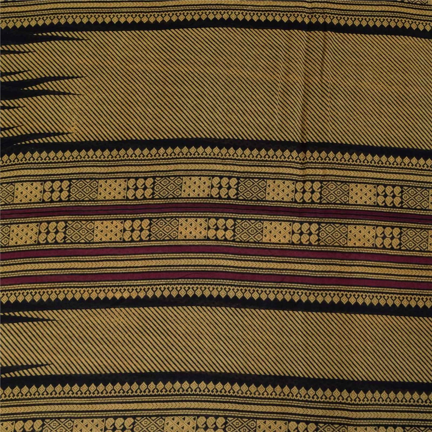 Sanskriti Vintage Sarees Indian Black Pure Cotton Printed Sari 5+yd Craft Fabric