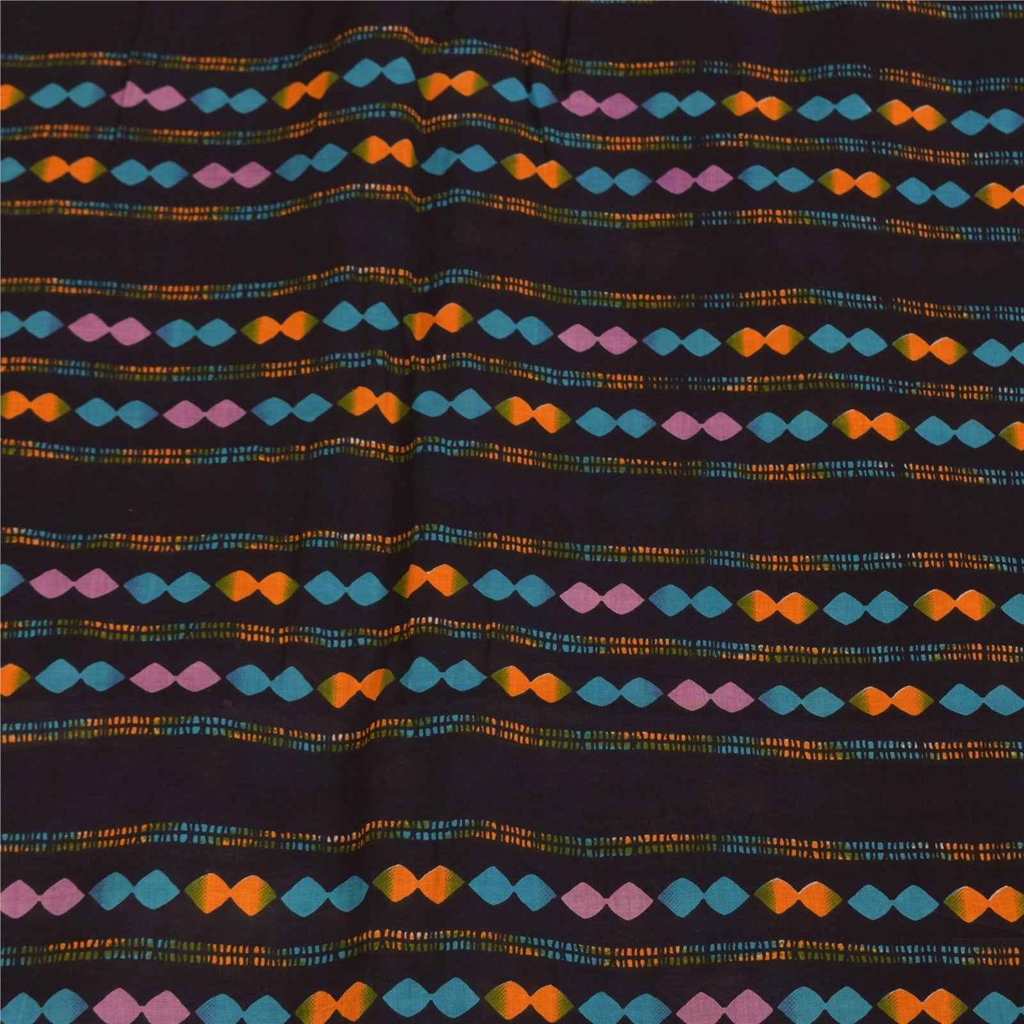 Sanskriti Vintage Sarees Indian Cream Pure Cotton Printed Sari 5+yd Craft Fabric