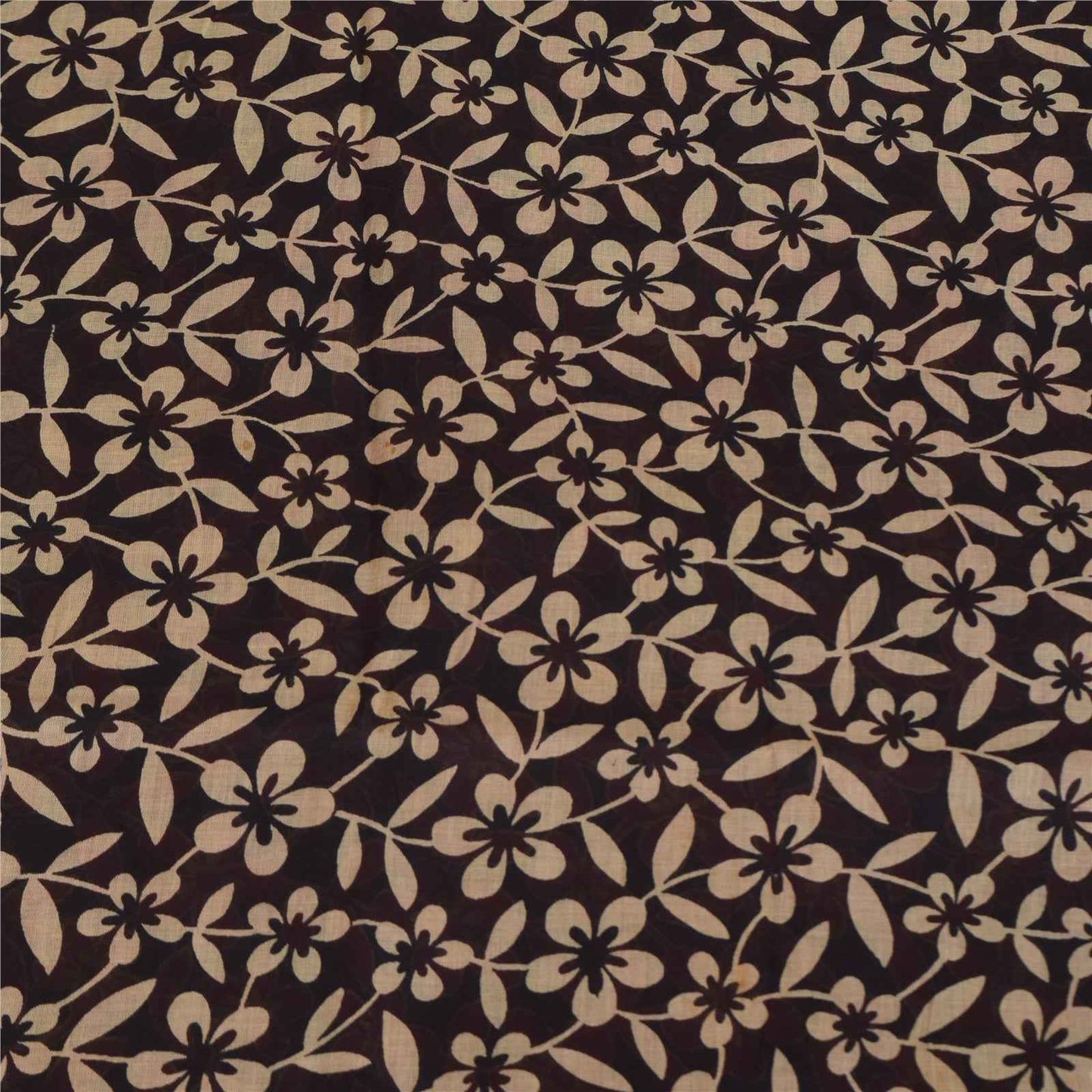 Sanskriti Vintage Sarees Black & Red Pure Cotton Printed Sari 5+yd Craft Fabric