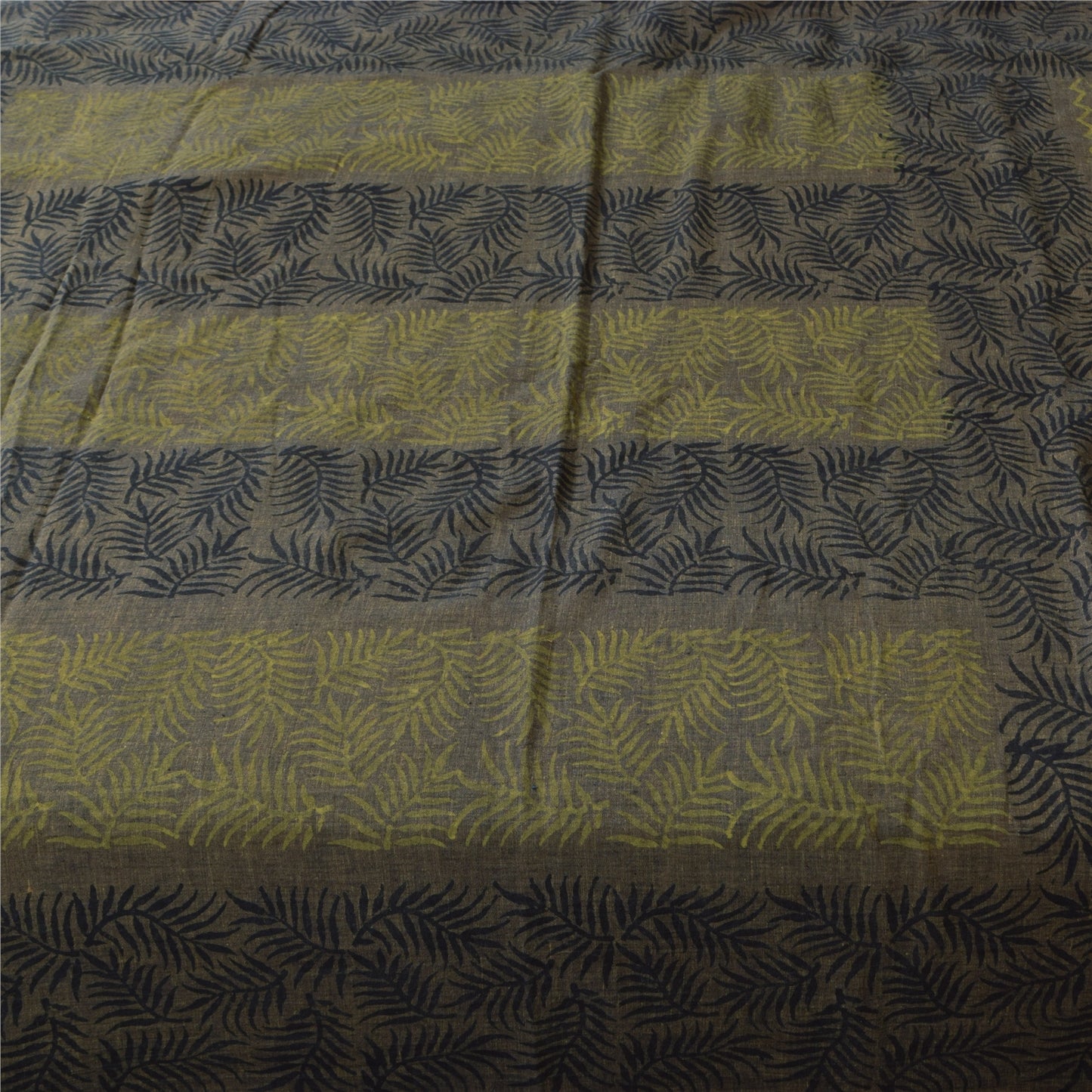 Sanskriti Vintage Sarees Indian Green Pure Cotton Printed Sari 5+yd Craft Fabric