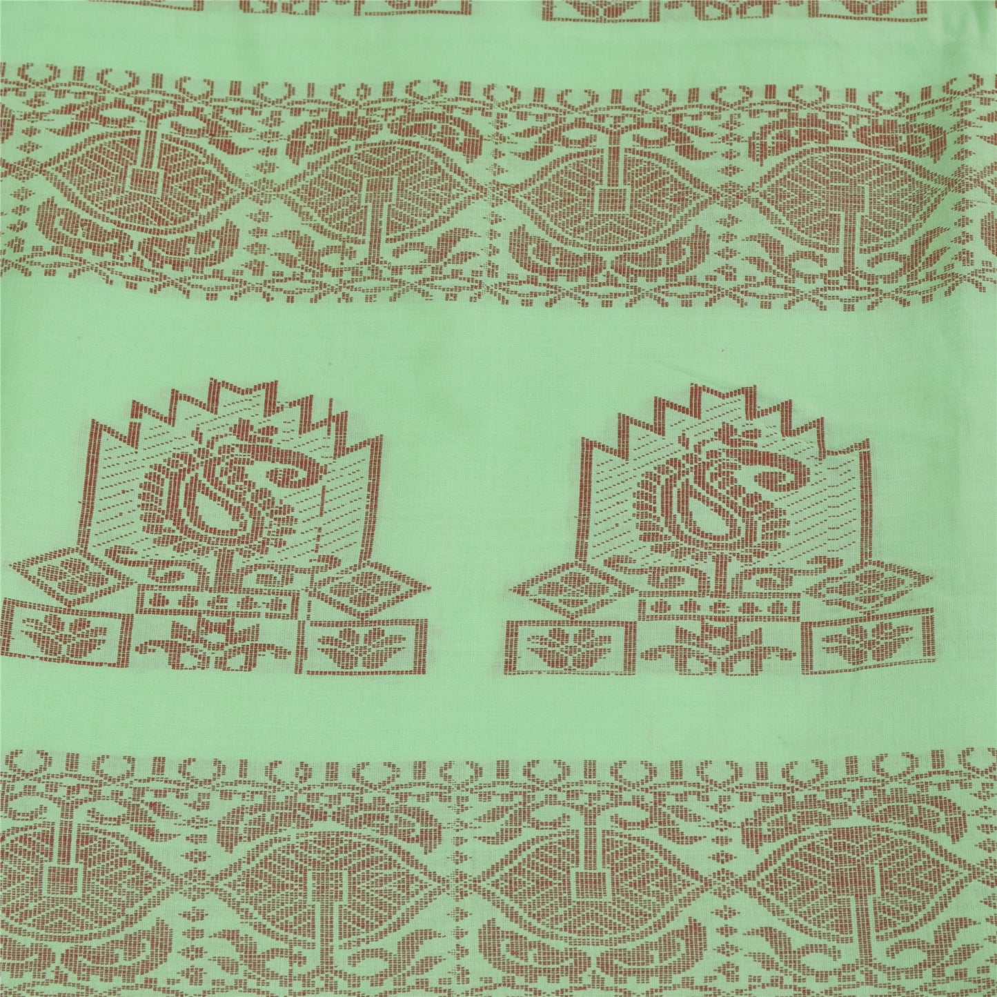 Sanskriti Vintage Sarees Begumpuri Pista Green HandWoven Pure Cotton Sari Fabric