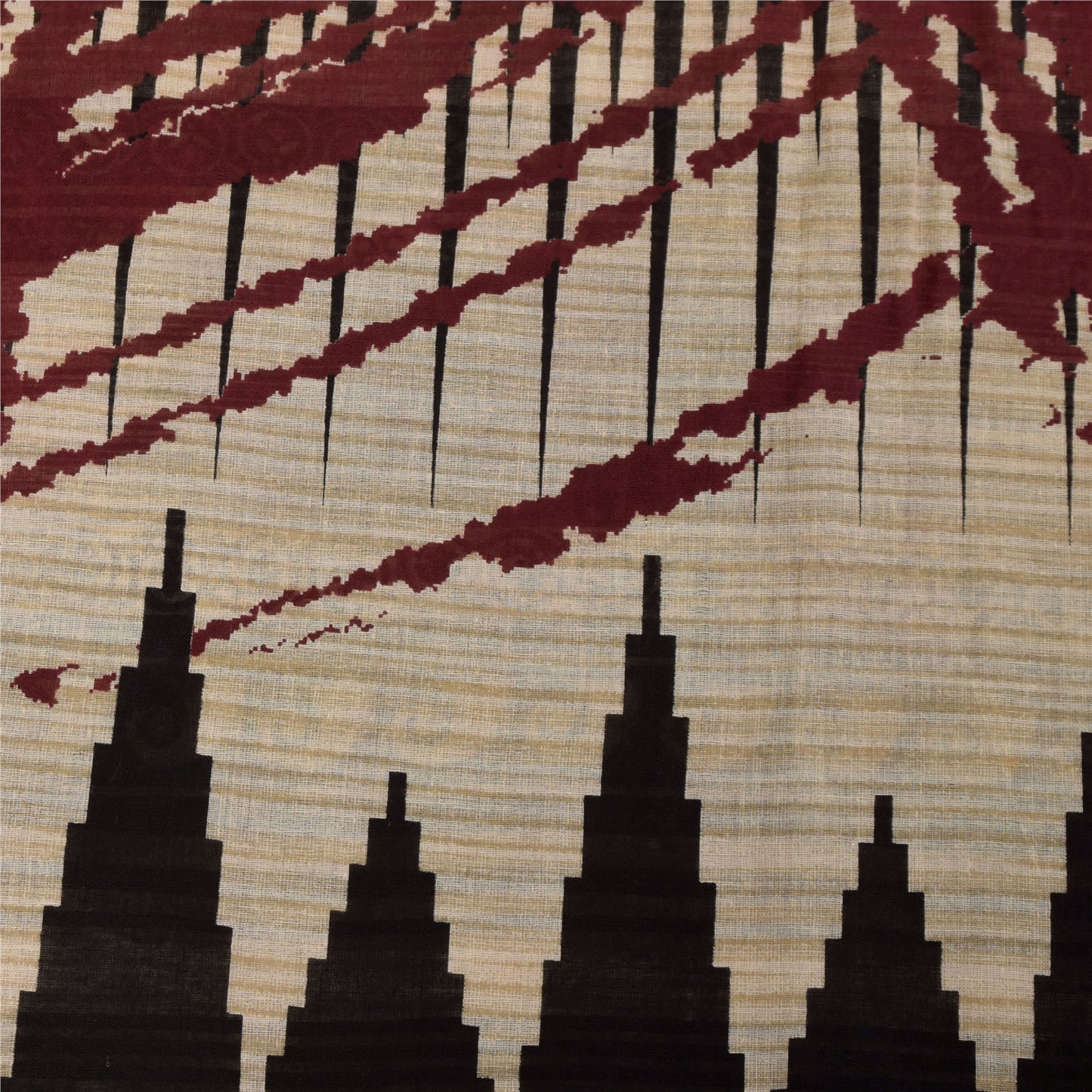 Sanskriti Vintage Sarees Indian Black Pure Cotton Printed Sari 5+yd Craft Fabric