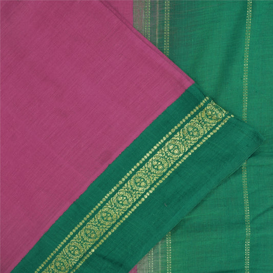 Sanskriti Vintage Sarees Pink 100% Pure Cotton Solid & Woven 5+yd Craft Fabric