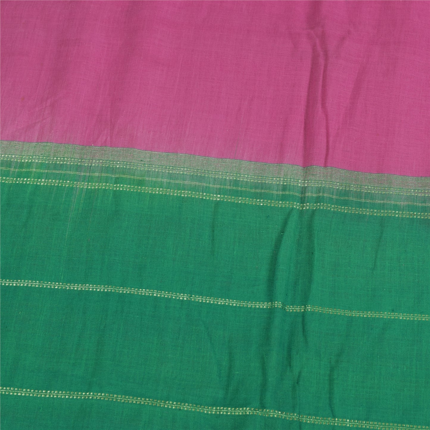 Sanskriti Vintage Sarees Pink 100% Pure Cotton Solid & Woven 5+yd Craft Fabric