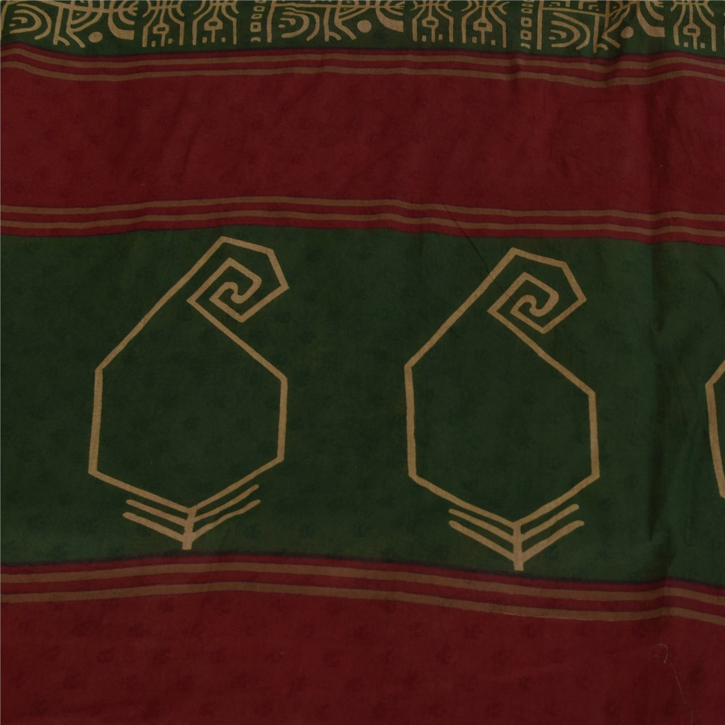 Sanskriti Vintage Sarees Light Brown Pure Cotton Printed Sari 5+yd Craft Fabric