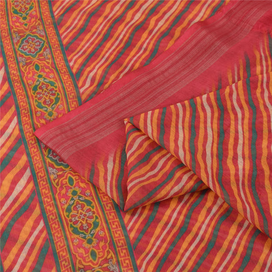 Sanskriti Vintage Sarees Multicolor Pure Cotton Printed Sari 5+yd Craft Fabric