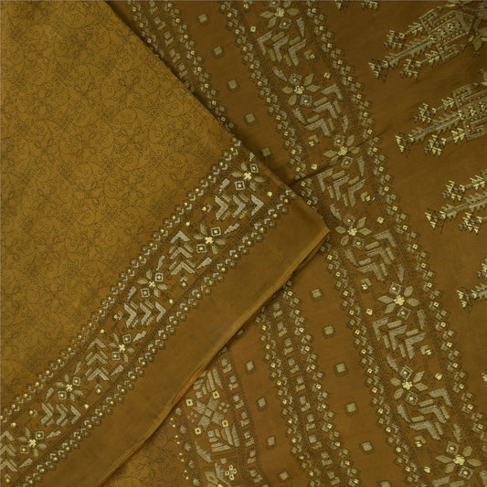 Sanskriti Vintage Sarees Heena Green Pure Cotton Printed Sari 5+yd Craft Fabric