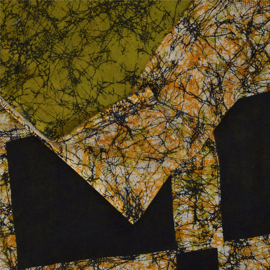 Sanskriti Vintage Sarees Green Pure Cotton Abstract Print Sari 5+yd Craft Fabric