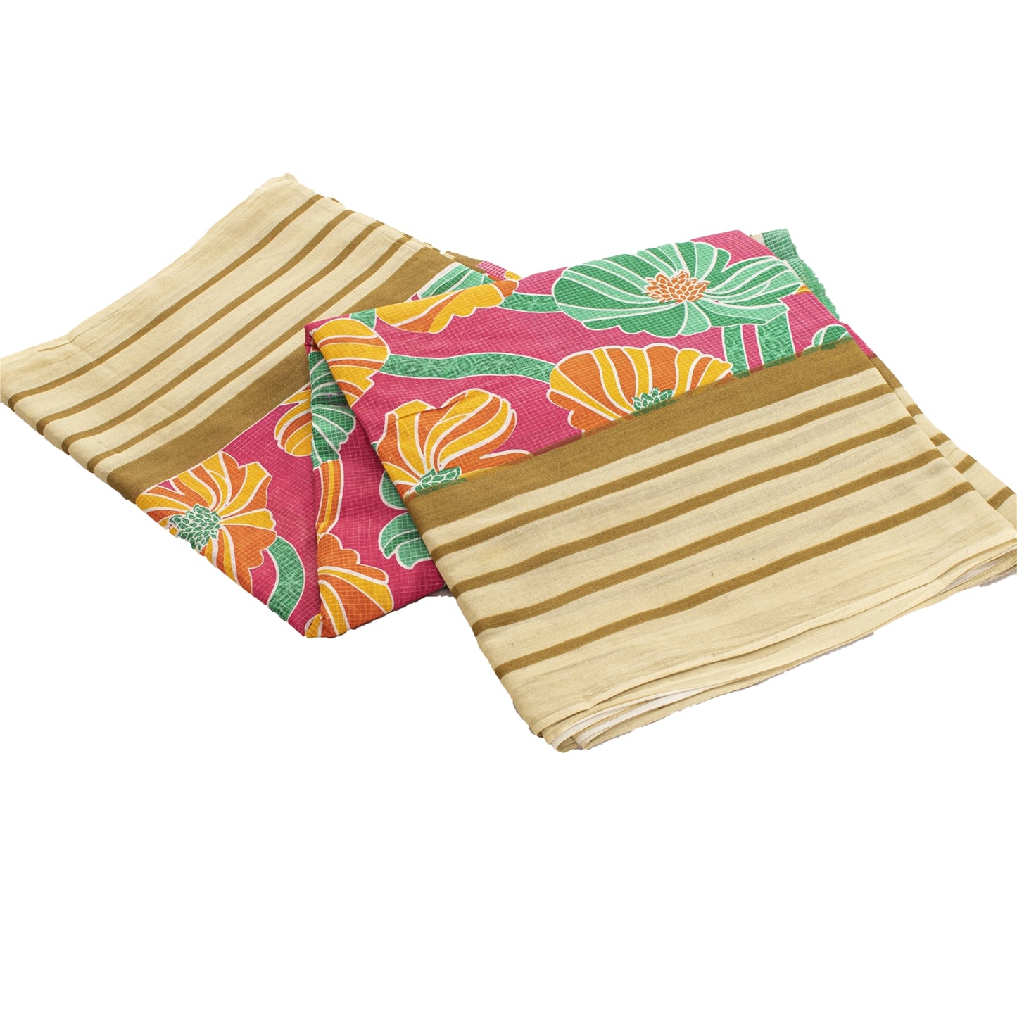 Sanskriti Vintage Sarees Indian Pink Pure Cotton Printed Sari 5+yd Craft Fabric