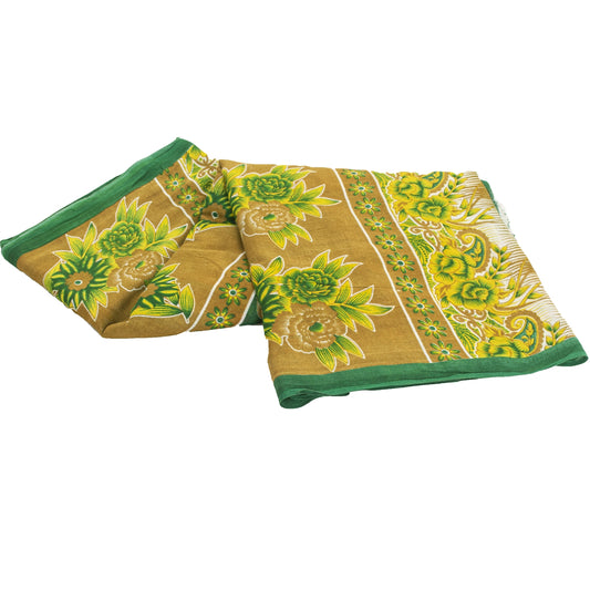 Sanskriti Vintage Sarees Indian Green Pure Cotton Printed Sari 5+yd Craft Fabric