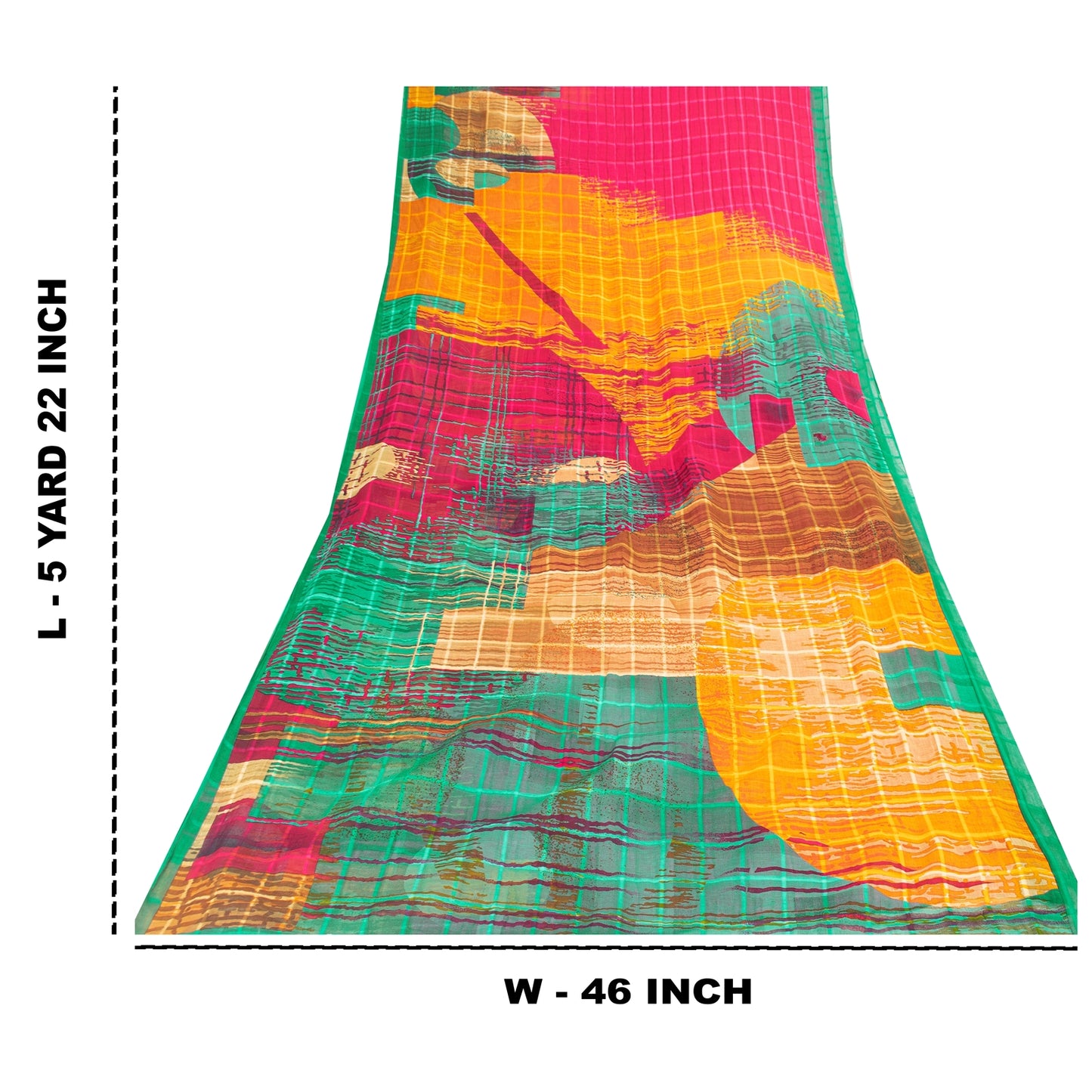 Sanskriti Vintage Sarees Pink Pure Cotton Abstract Print Sari 5+yd Craft Fabric