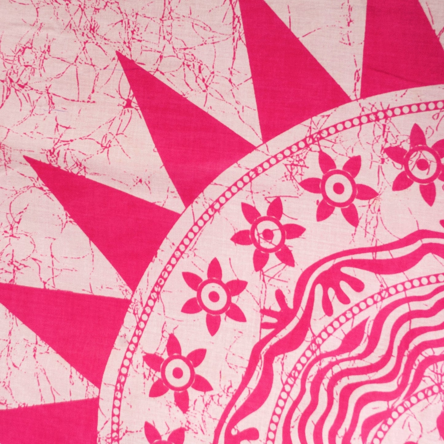 Sanskriti Vintage Sarees White & Pink Pure Cotton Batik Print Sari 6+yd Fabric