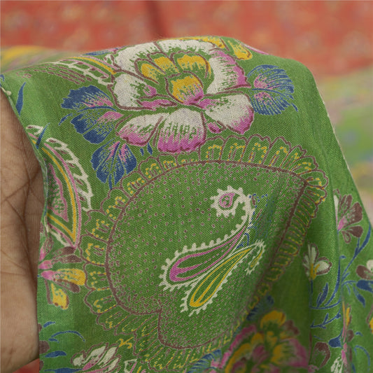 Sanskriti Vintage Sarees Orange Pure Cotton Floral Printed 5+YD Dressmaking Sari