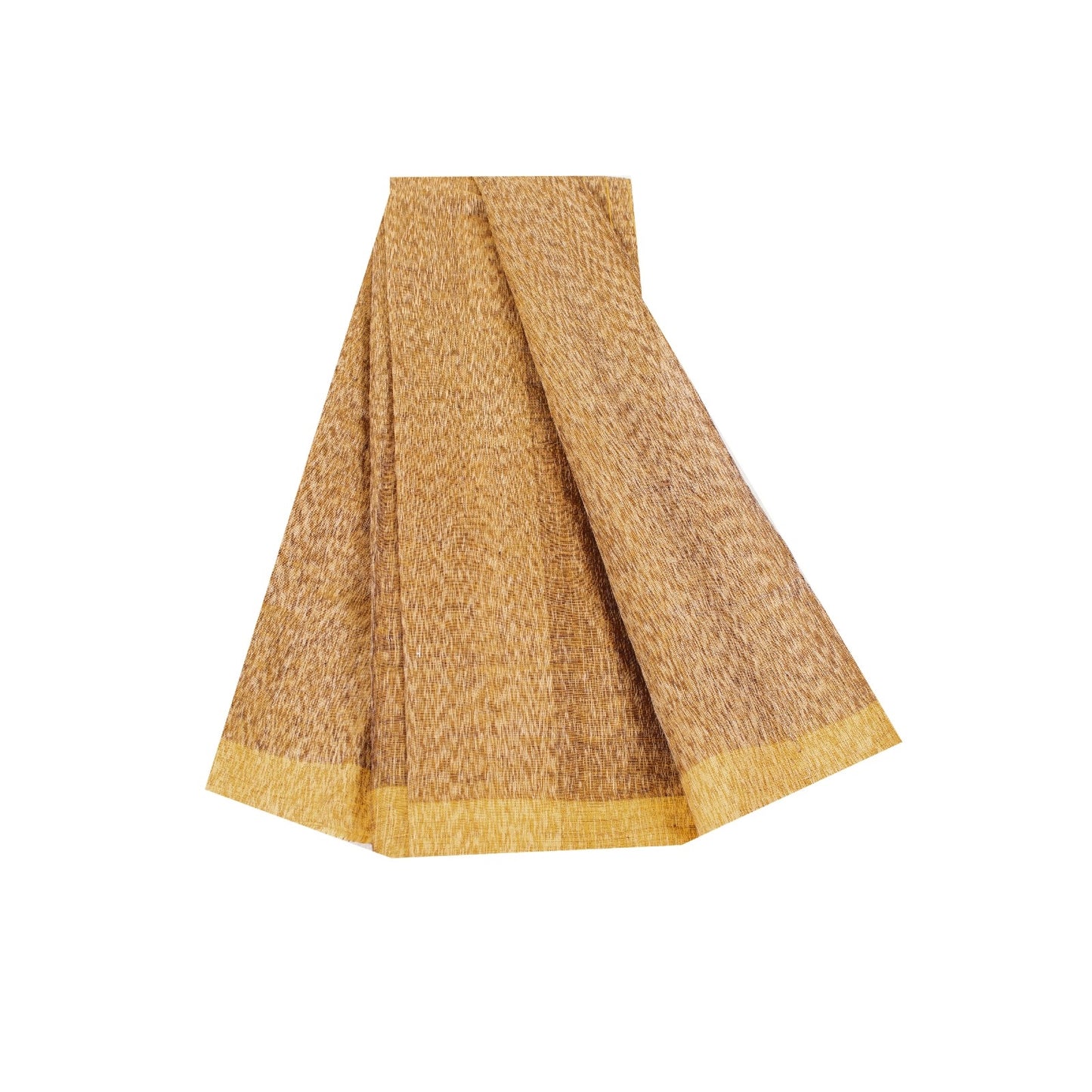 Sanskriti Vintage Sarees Golden Pure Cotton Ikat Print 6yd Sari For table linen