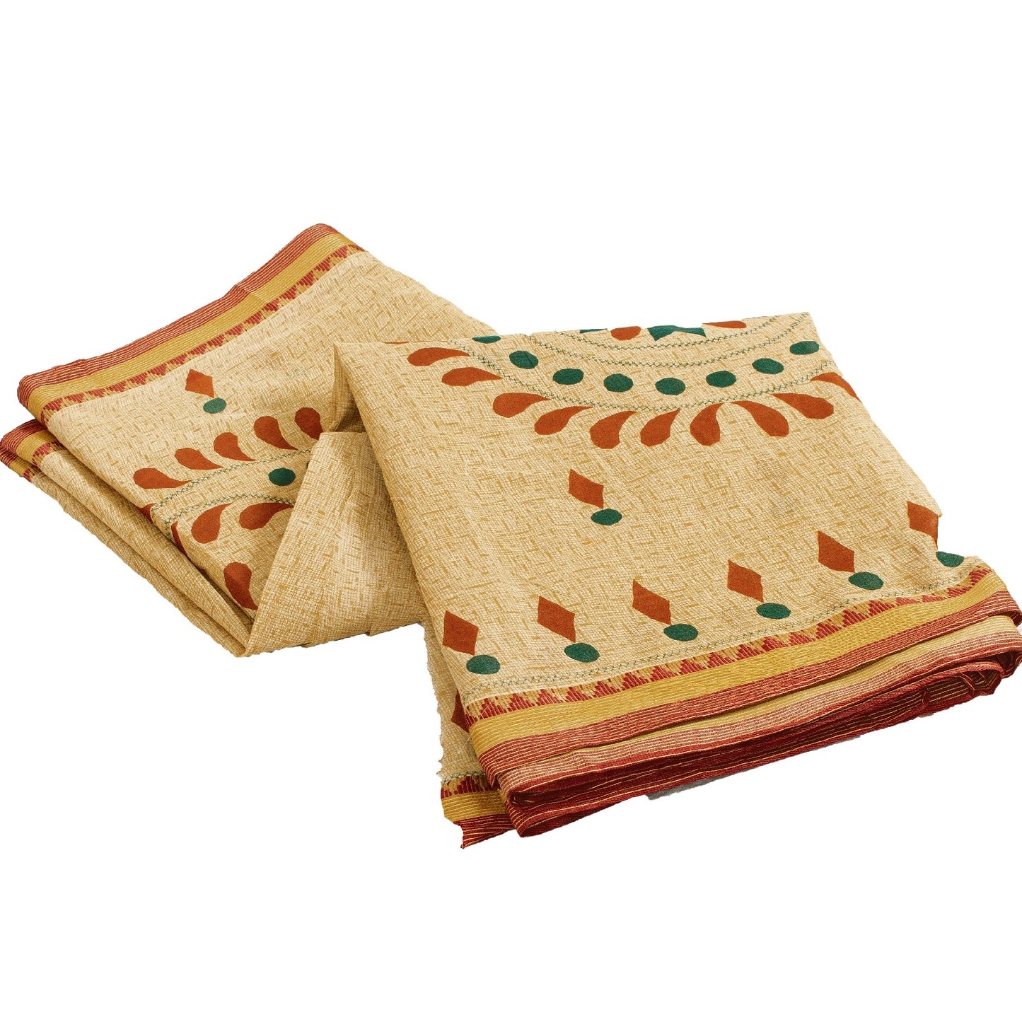 Sanskriti Vintage Sarees Cream Pure Cotton Paisley Print 5+YD Craft Supplie Sari