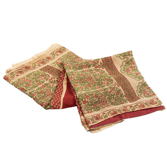 Sanskriti Vintage Sarees Indian Red Pure Cotton Printed Sari 5+yd Craft Fabric