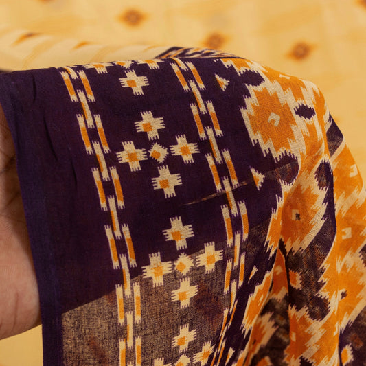 Sanskriti Vintage Sarees Pure Cotton Cream Floral Printed 8+yd Sari Craft Fabric