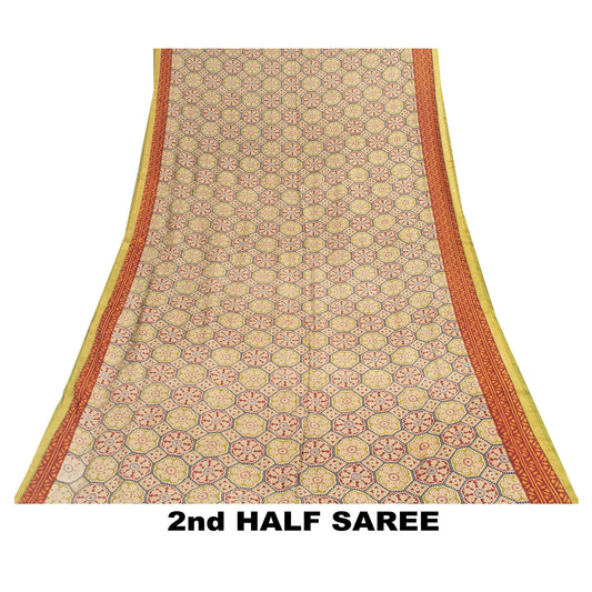 Sanskriti Vintage Sarees Multi 100% Pure Cotton Floral Print 6YD Recycled Sari