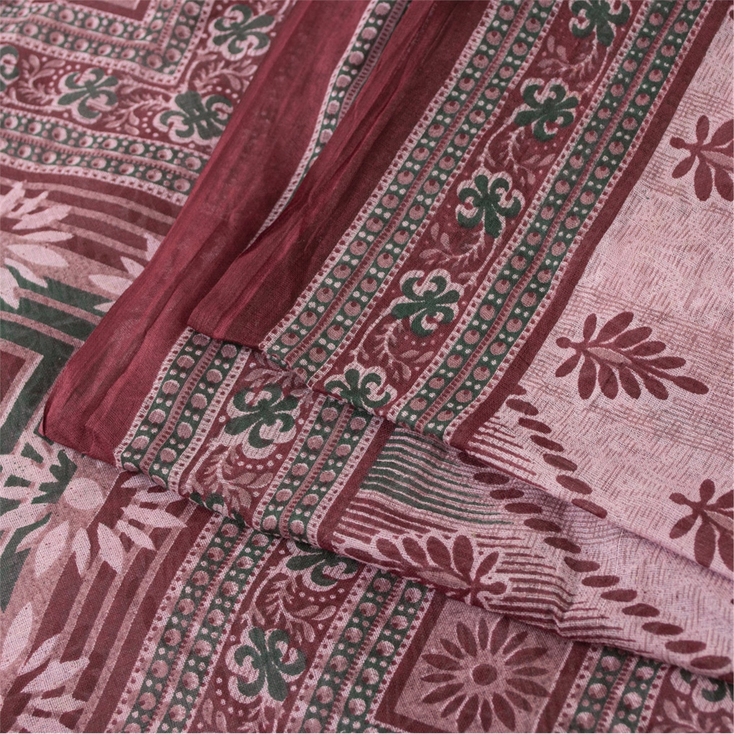 Sanskriti Vintage Sarees Indian Pink Pure Cotton Printed Sari 5+yd Craft Fabric