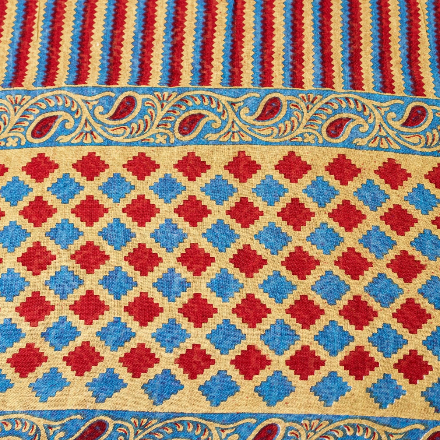 Sanskriti Vintage Sarees Red 100%Pure Cotton Floral Print 5+YD DIY Projects Sari