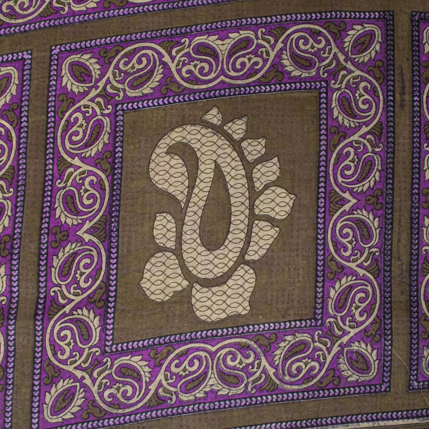 Sanskriti Vintage Saree Purple Pure Cotton Paisley Print Sari 5.5YD Fabric Craft