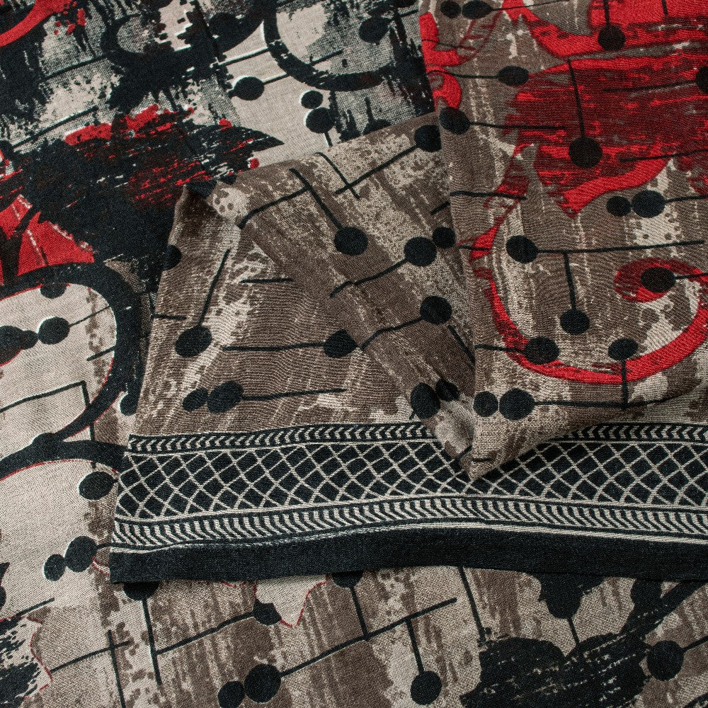 Sanskriti Vintage Gray & Black Pure Cotton Sarees 5+YD Craft Abstract Print Sari