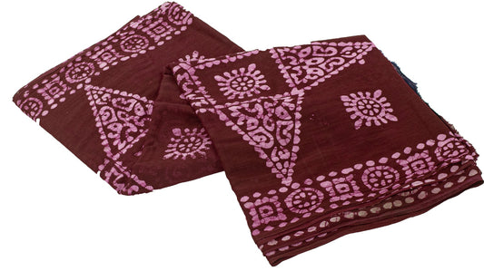 Sanskriti Vintage Sarees Blue & Red Pure Cotton Batik Work 5+YD Textile 5+YDSari