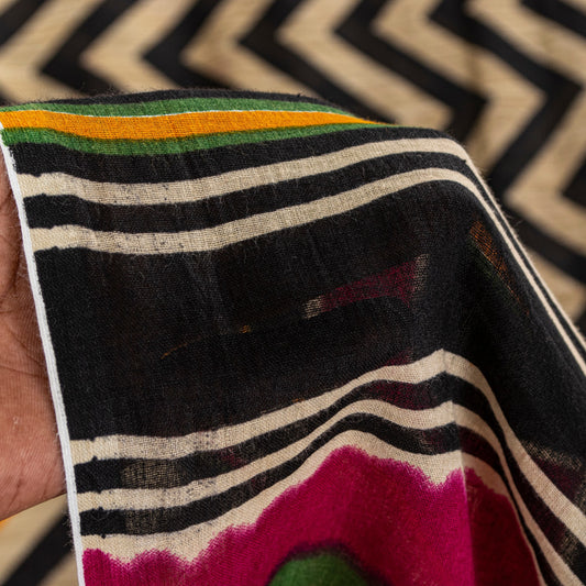 Sanskriti Vintage Multicolor Pure Cotton Sarees Zig Zag Print Fabric 5.5+YD Sari