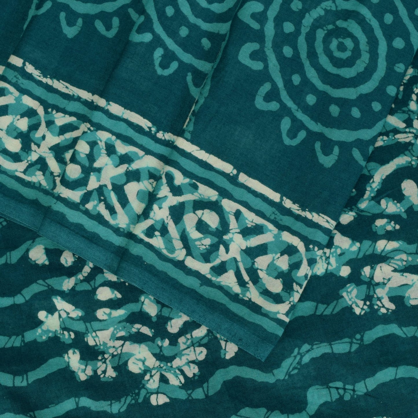 Sanskriti Vintage Blue 100% Pure Cotton Saree Batik Work Sari 5+ YD Craft Fabric