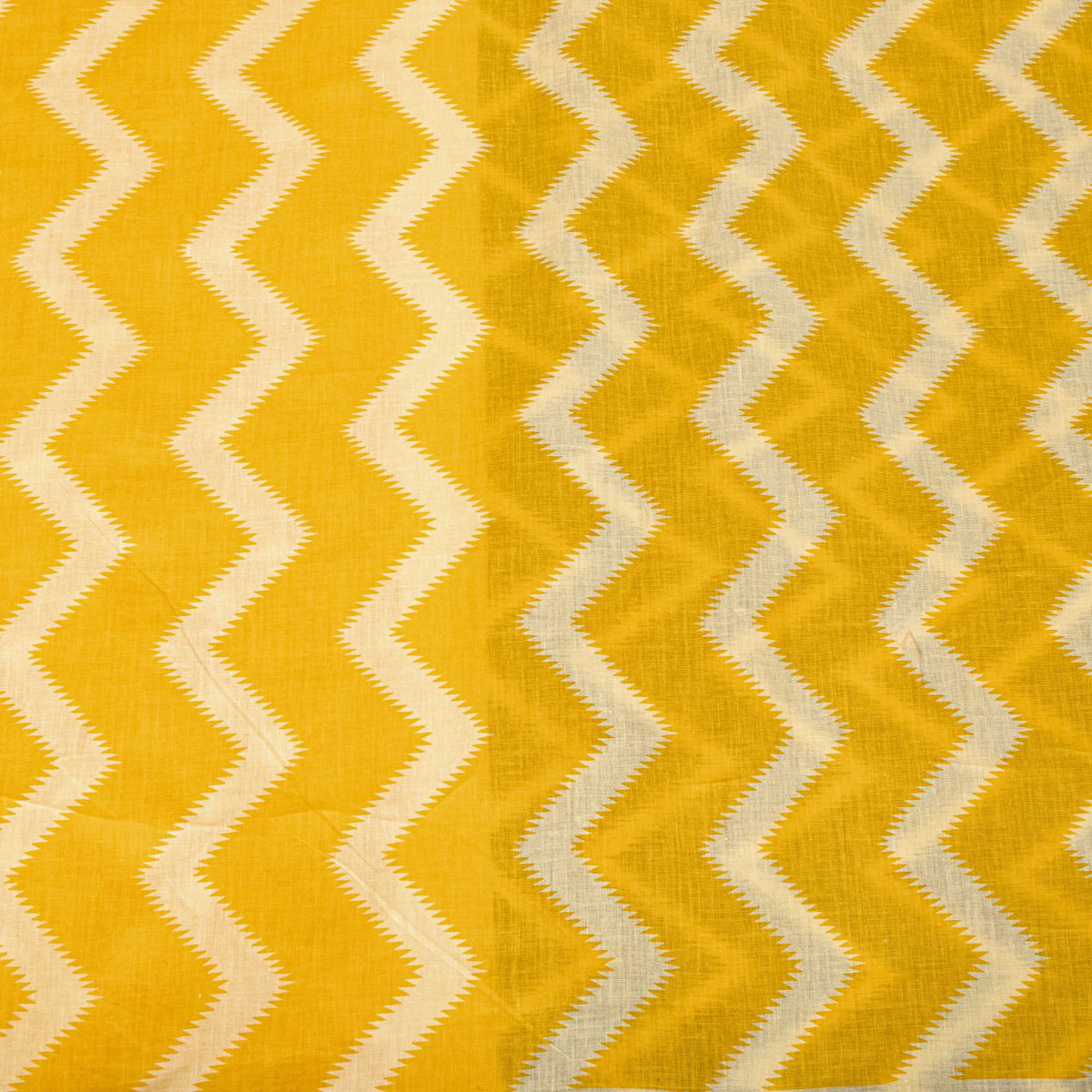 Sanskriti Vintage Saree Yellow-Black Pure Cotton Print Sari Craft Fabric 5+Yard