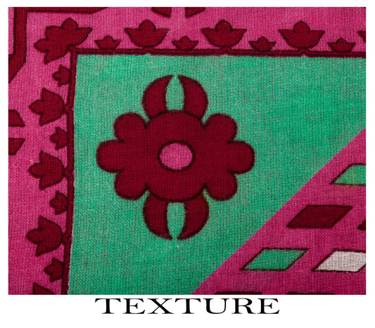 Sanskriti Vintage Saree Pink Pure Cotton Jamdani Printed Sari Fabric 4.5+Yard